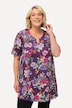 Longshirt, Blüten, A-Linie, Tunika-Ausschnitt, Halbarm