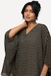 Bluse, 3D-striper, tolags, V-hals, halve ermer