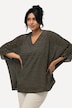 Bluse, 3D-striper, tolags, V-hals, halve ermer