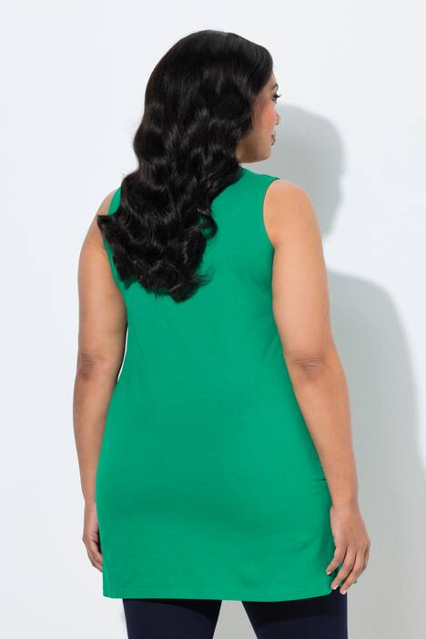 Top, krój trapezowy, okrągły dekolt, bez rękawów