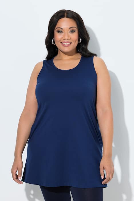 Top, krój trapezowy, okrągły dekolt, bez rękawów