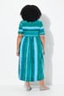 Jerseykleid, Streifenmix, A-Linie, V-Ausschnitt, Halbarm
