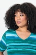 Jerseykleid, Streifenmix, A-Linie, V-Ausschnitt, Halbarm