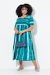 Jerseykleid, Streifenmix, A-Linie, V-Ausschnitt, Halbarm