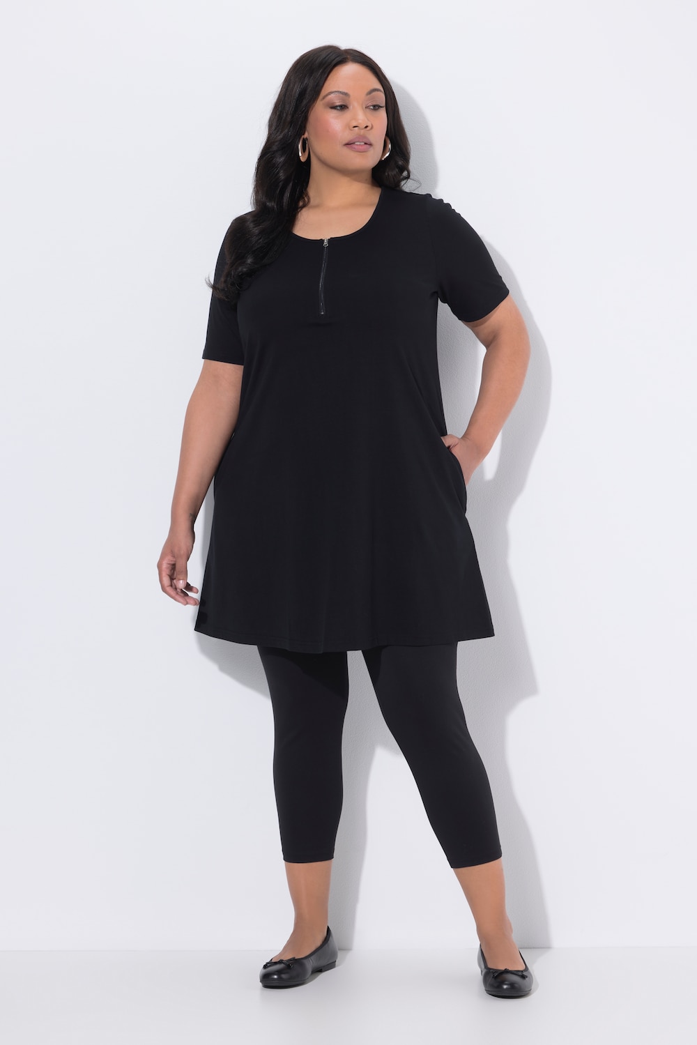 Große Größen Longshirt, Damen, schwarz, Größe: 62/64, Baumwolle, Ulla Popken