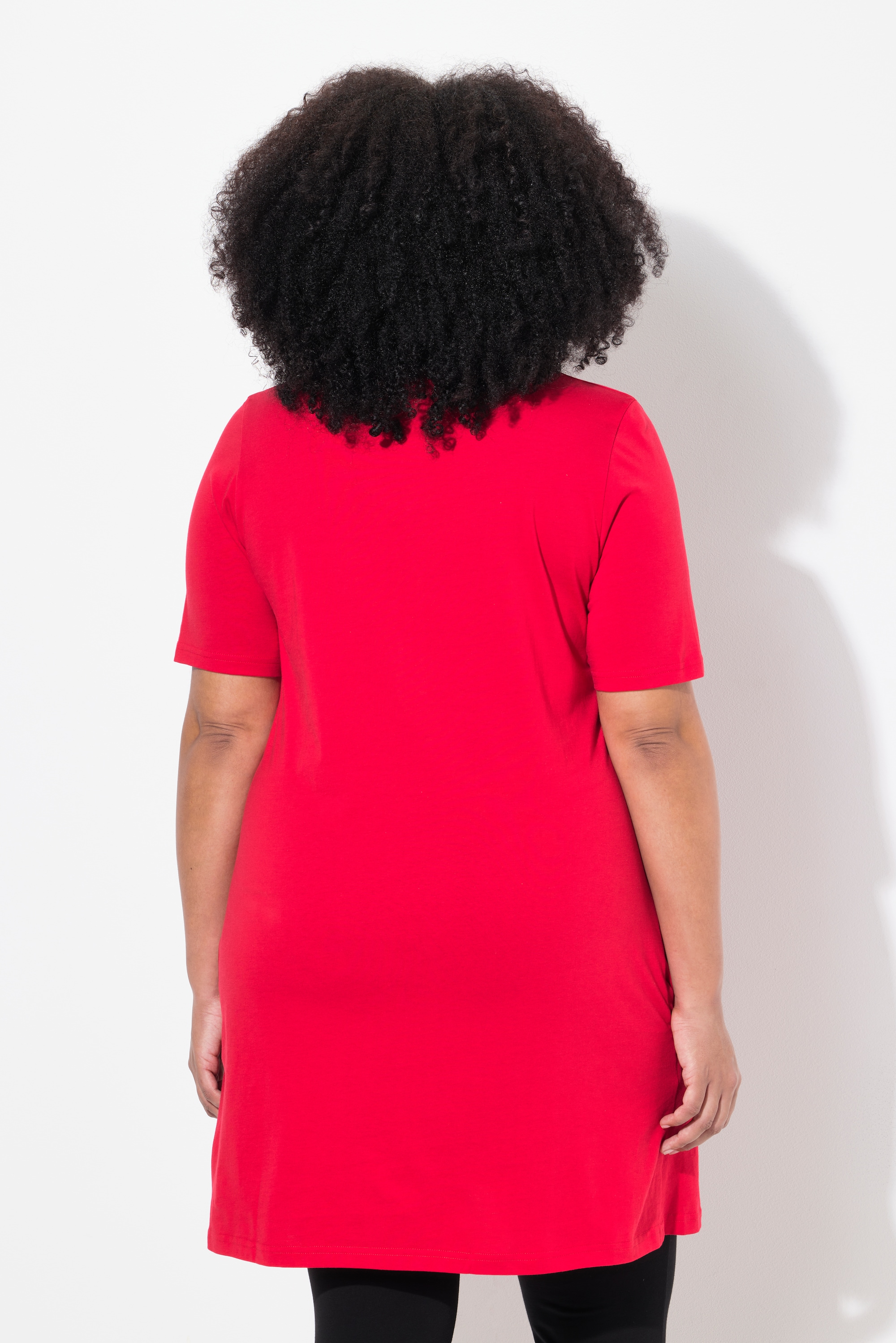 Ulla Popken Damen große Größen Longshirt Zipper A Linie Rundhals Halbarm 829527