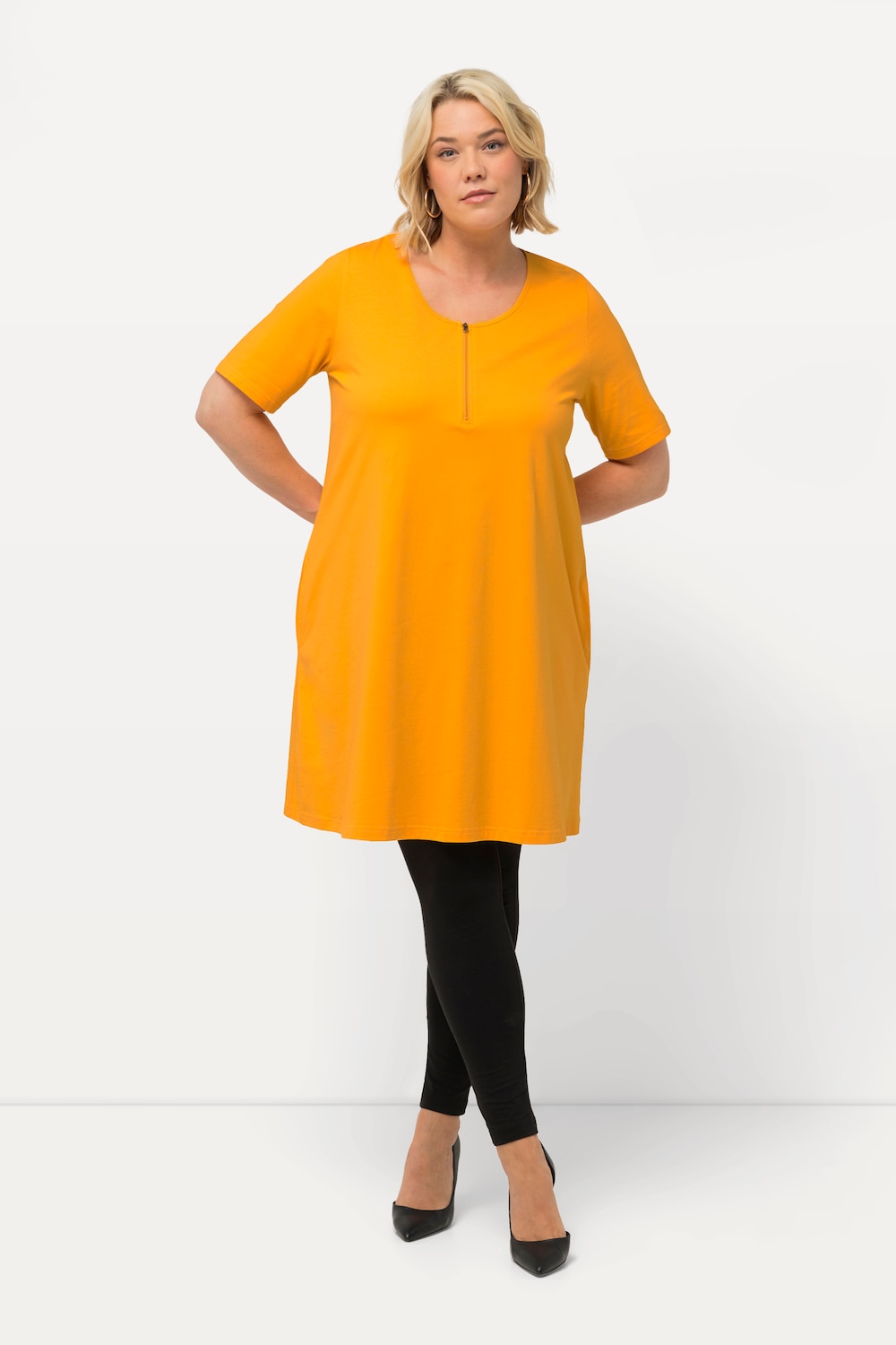 Grote Maten Longshirt, Dames, oranje, Maat: 46/48, Katoen, Ulla Popken