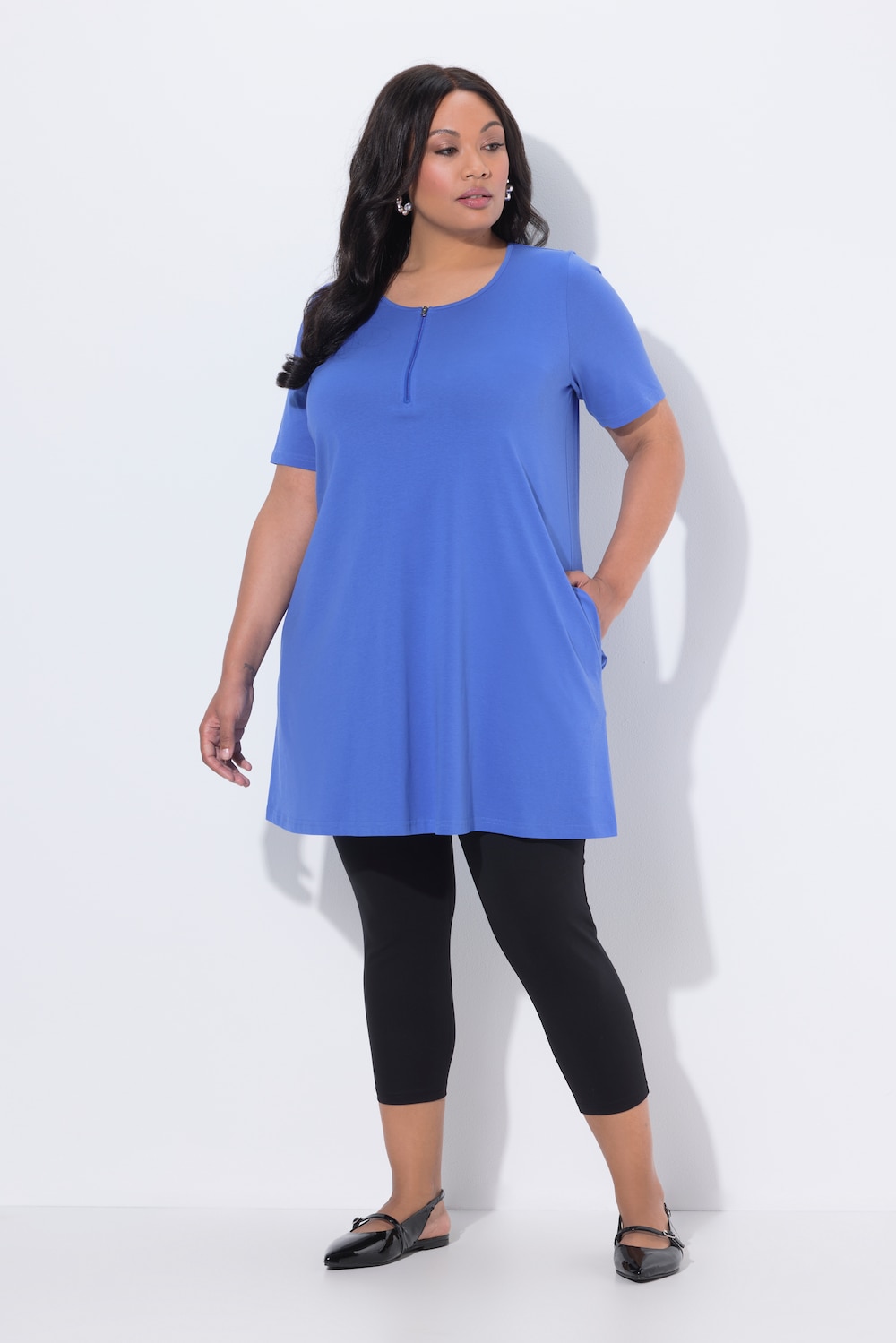Große Größen Longshirt, Damen, blau, Größe: 42/44, Baumwolle, Ulla Popken