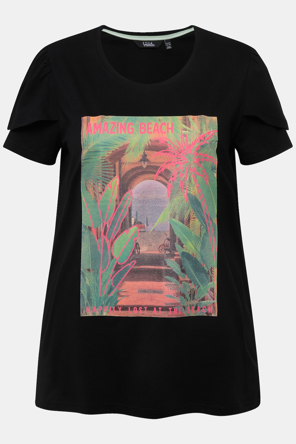 Stora storlekar T-shirt med print, Dam, svart, storlek: 58/60, Bomull, Ulla Popken
