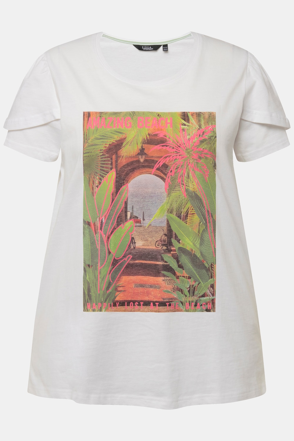Stora storlekar T-shirt med print, Dam, vit, storlek: 58/60, Bomull, Ulla Popken