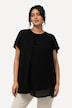 Bluse, drapering, A-form, rund hals, korte ærmer