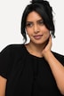 Bluse, drapering, A-form, rund hals, korte ærmer