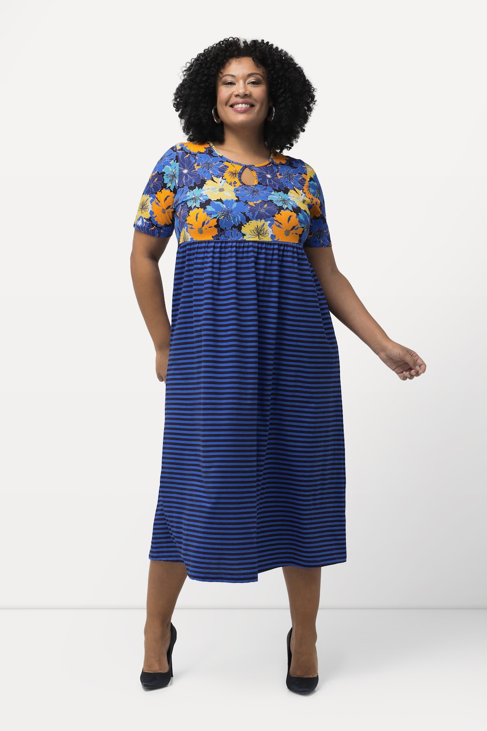 Große Größen Jerseykleid, Damen, blau, Größe: 62/64, Baumwolle, Ulla Popken