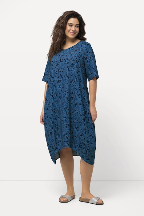 Paisley Short Sleeve Linen Blend Dress