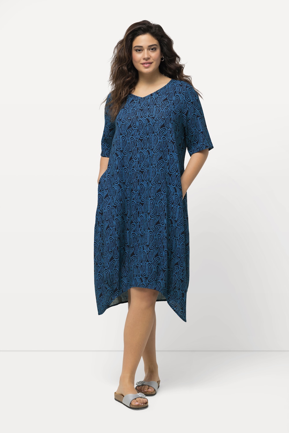 Große Größen Kleid, Damen, blau, Größe: 62/64, Viskose/Leinen, Ulla Popken