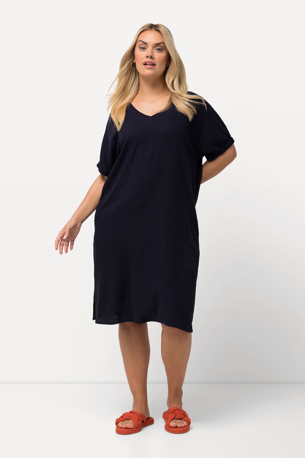 Große Größen Kleid, Damen, blau, Größe: 58/60, Viskose/Leinen, Ulla Popken