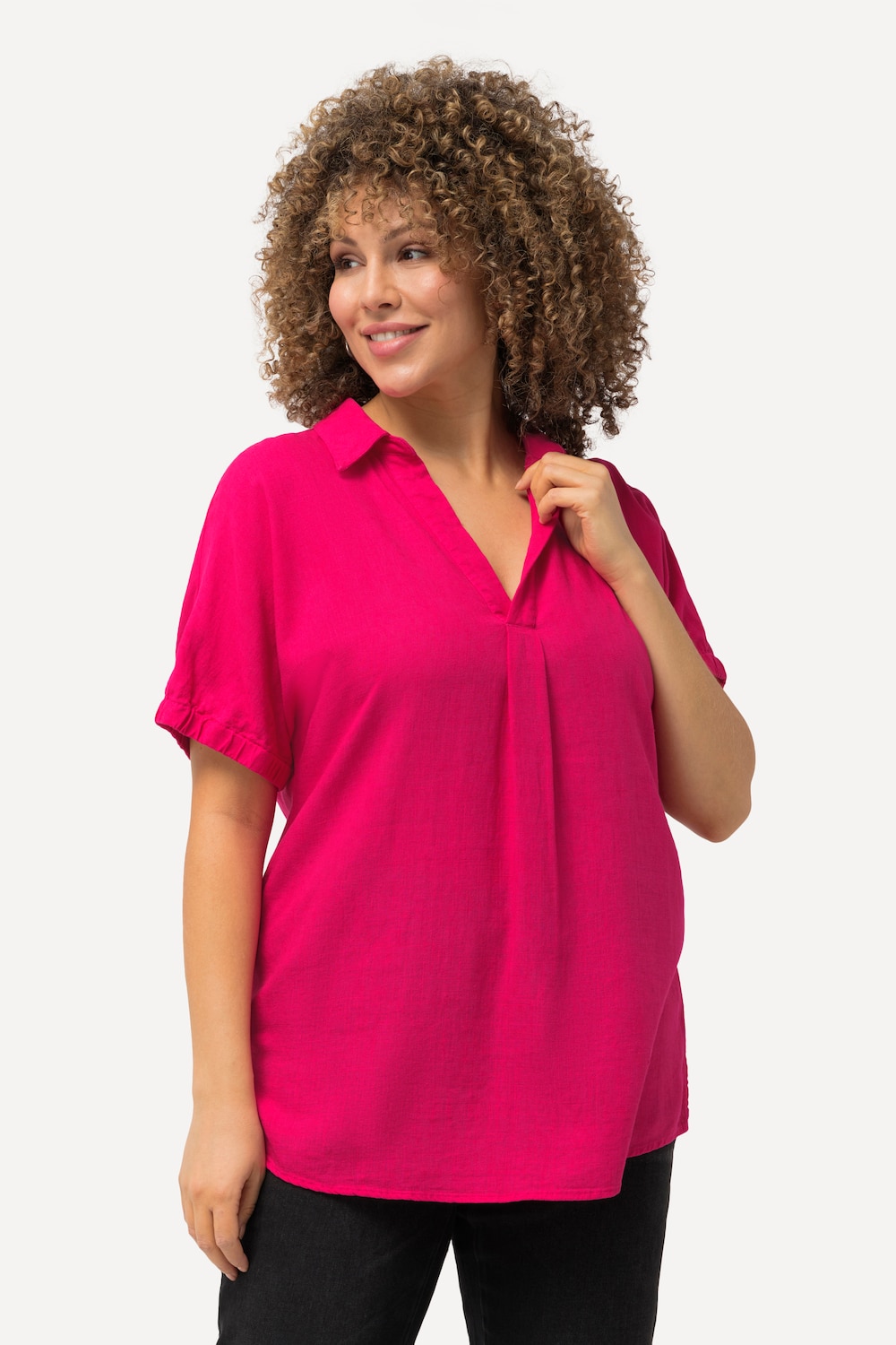 Große Größen Bluse, Damen, rosa, Größe: 42/44, Viskose/Leinen, Ulla Popken