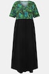 Palm Leaf Top Print Empire A-line Pocket Knit Dress