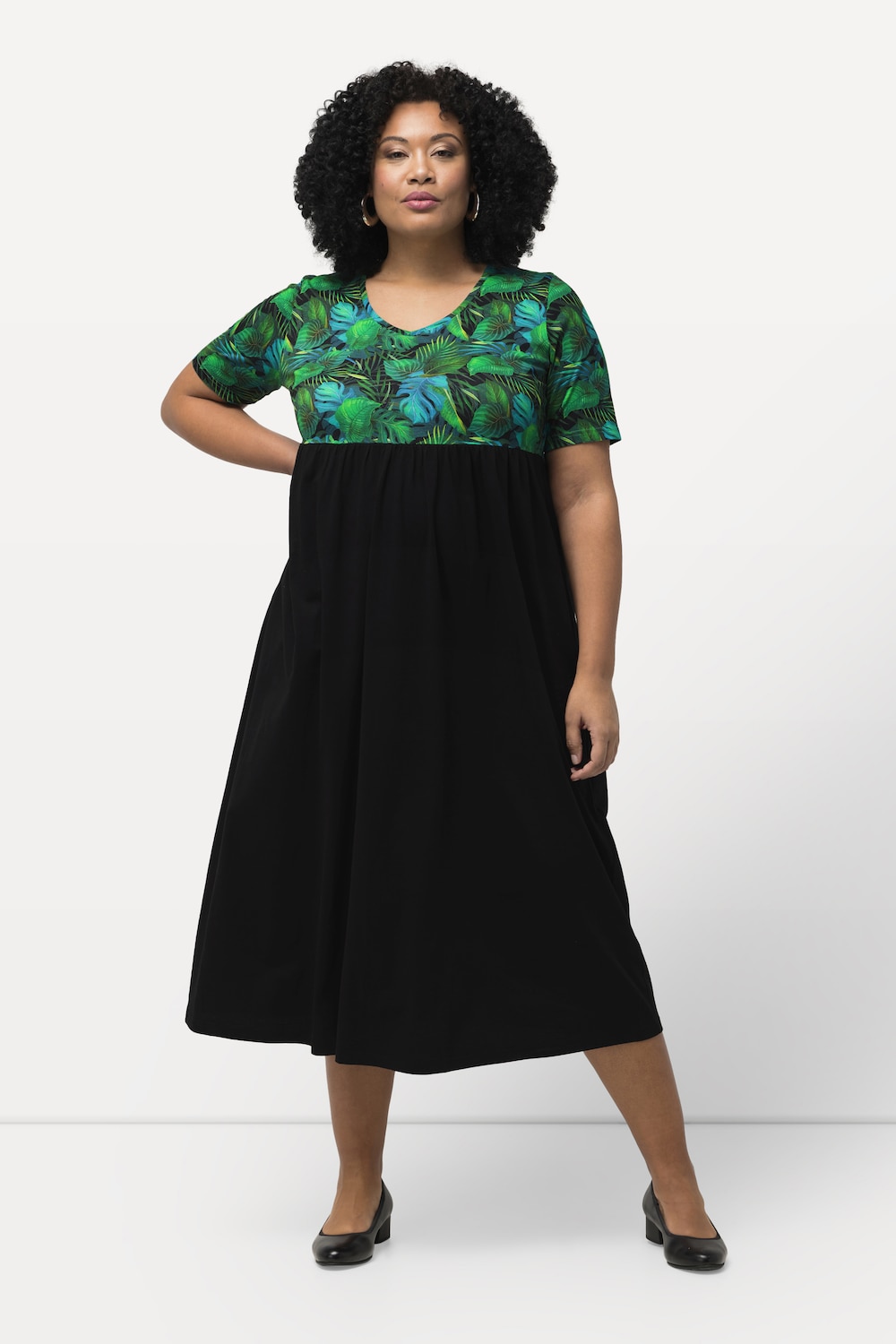 Große Größen Jerseykleid, Damen, schwarz, Größe: 54/56, Baumwolle, Ulla Popken