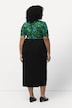 Palm Leaf Top Print Empire A-line Pocket Knit Dress