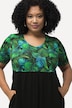 Palm Leaf Top Print Empire A-line Pocket Knit Dress