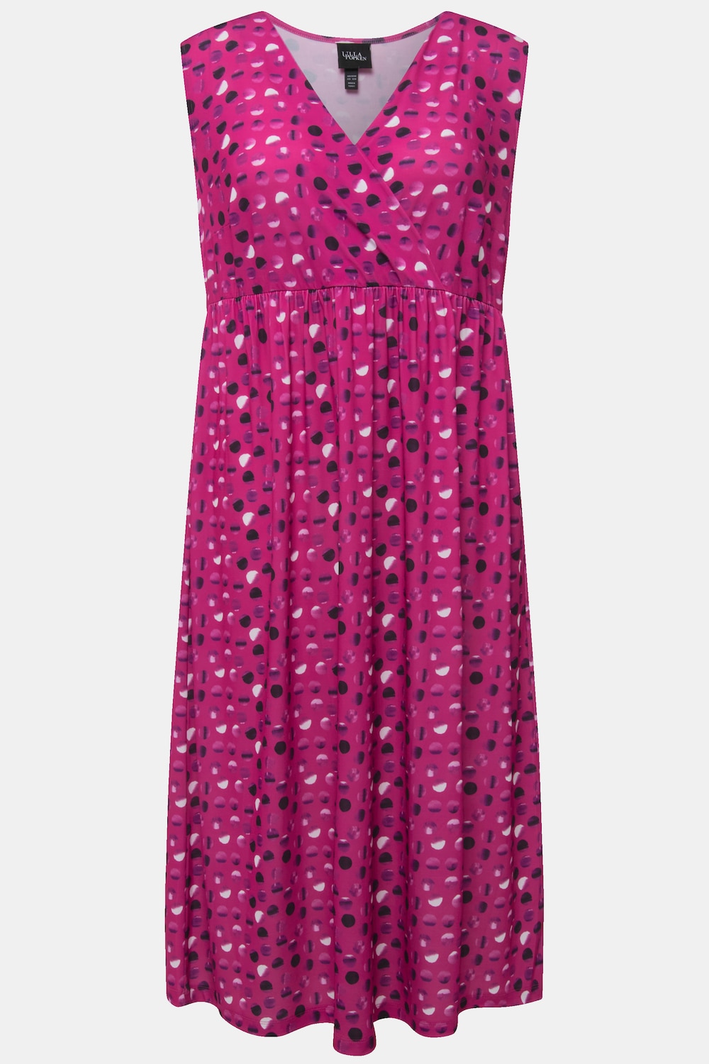 Stora storlekar Jerseyklänning i A-linjemodell med prickar och v-ringning, Dam, rosa, storlek: 54/56, Polyester, Ulla Popken