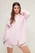 Bluse, oversized, Musselin, Streifen, Hemdkragen, Langarm