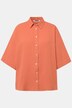 Bluse, oversized, Musselin, Hemdkragen, Halbarm
