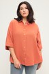 Bluse, oversized, Musselin, Hemdkragen, Halbarm