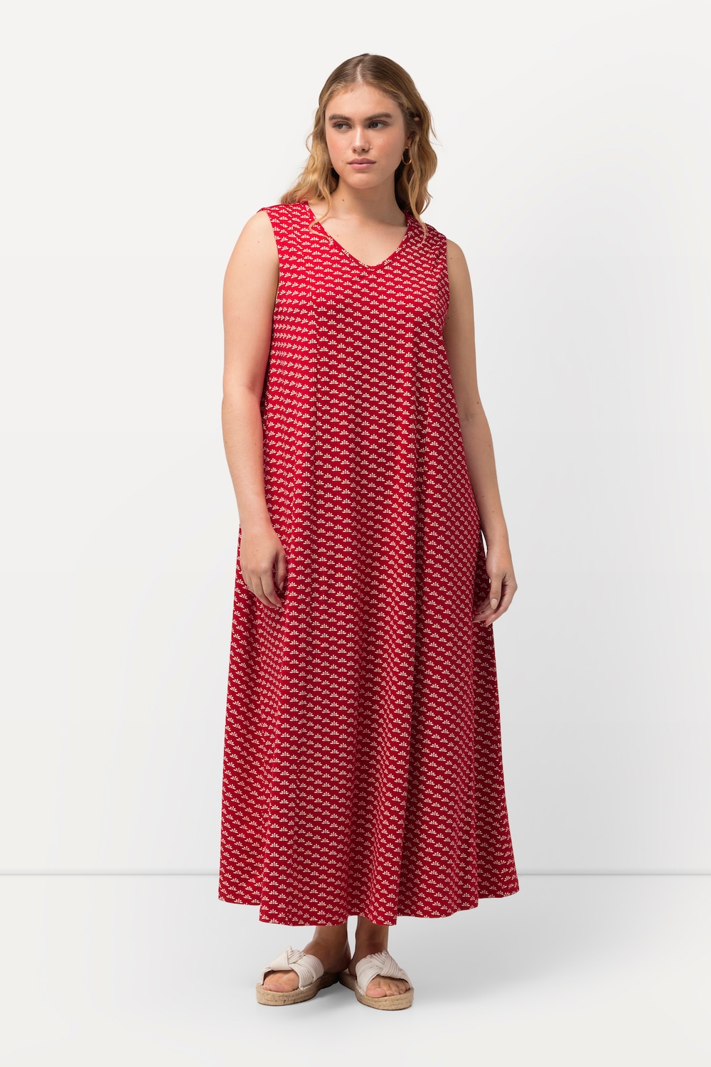 Große Größen Jersey-Maxikleid, Damen, rot, Größe: 46/48, Baumwolle, Ulla Popken