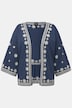Bluse-kaftan, broderi, åpen fasong, lange ermer