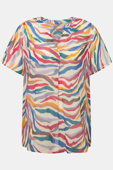 Rainbow Zebra Stripe Short Sleeve Blouse, vanilla | Ulla Popken