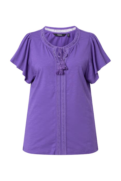 Tričko, ozdobný pásek, tunikový výstřih, křidélkové rukávy