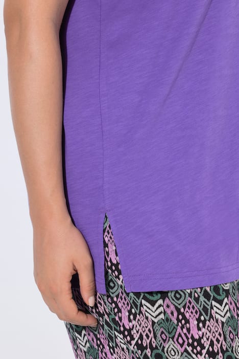 T-Shirt, Zierlitze, Tunika-Ausschnitt, Flügel-Halbarm