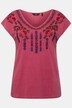 Embroidered Cap Sleeve V-Neck Tee
