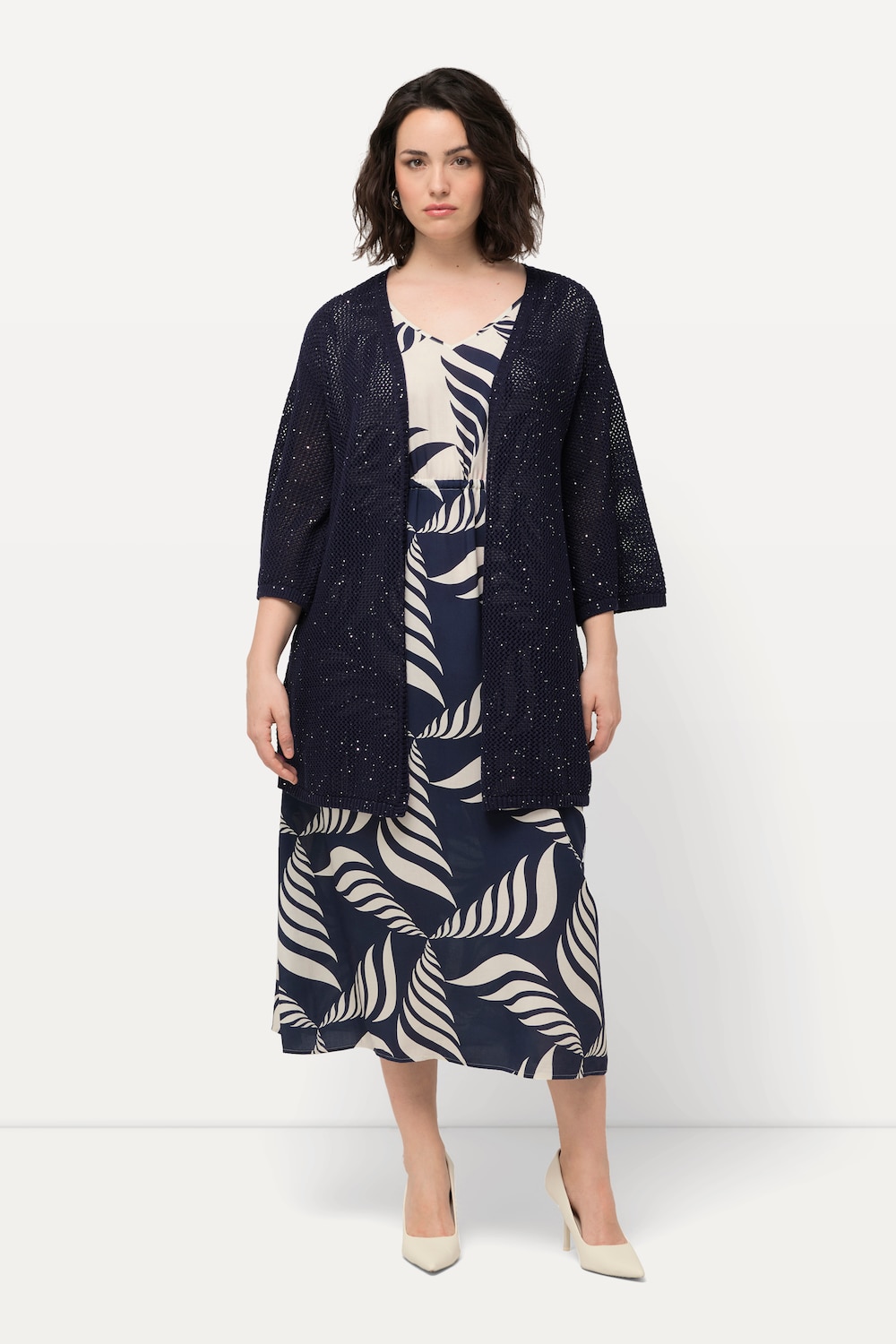 Große Größen Strickjacke, Damen, blau, Größe: 54/56, Baumwolle/Polyester, Ulla Popken