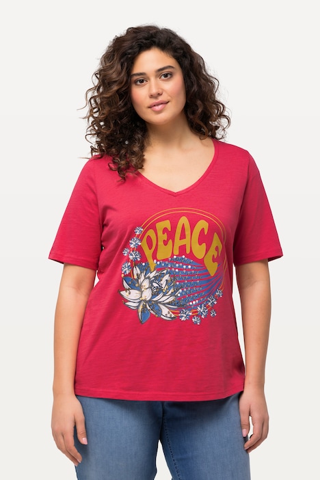 Ulla Popken T-Shirt Donna 'I Love New York' - Scollo A V E Mezza Manica - Taglie Forti