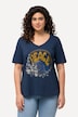T-shirt, pailletten, classic, V-hals, halve mouwen