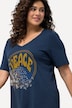T-shirt, pailletten, classic, V-hals, halve mouwen