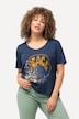 T-shirt, pailletten, classic, V-hals, halve mouwen