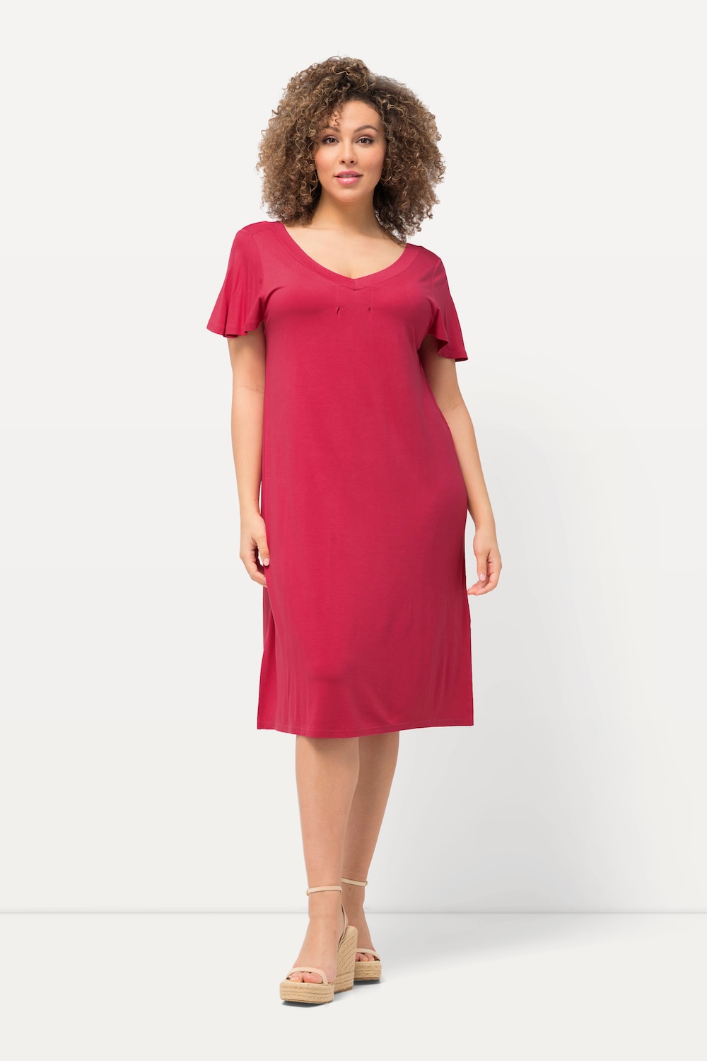 Große Größen Jersey-Midikleid, Damen, rosa, Größe: 46/48, Viskose, Ulla Popken