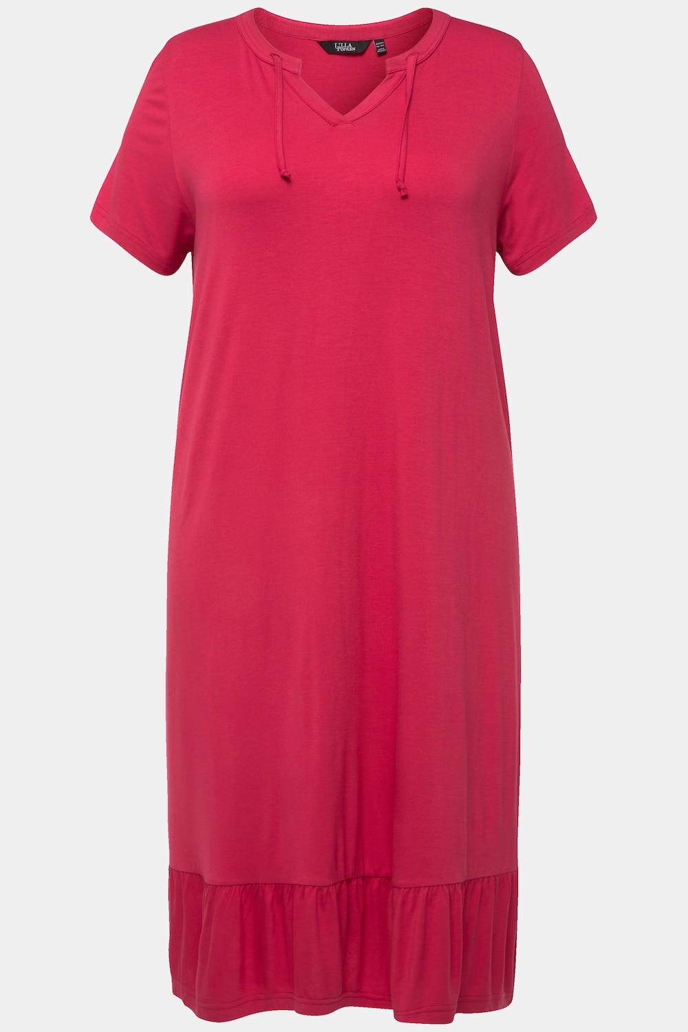Stora storlekar Jersey-midiklänning i A-linjemodell med tunikaringning och halvlång ärm, Dam, rosa, storlek: 46/48, Viskos, Ulla Popken