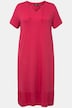 Robe midi en jersey, avec col tunisien et manches courtes. Silhouette en A évasée.