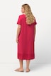 Robe midi en jersey, avec col tunisien et manches courtes. Silhouette en A évasée.