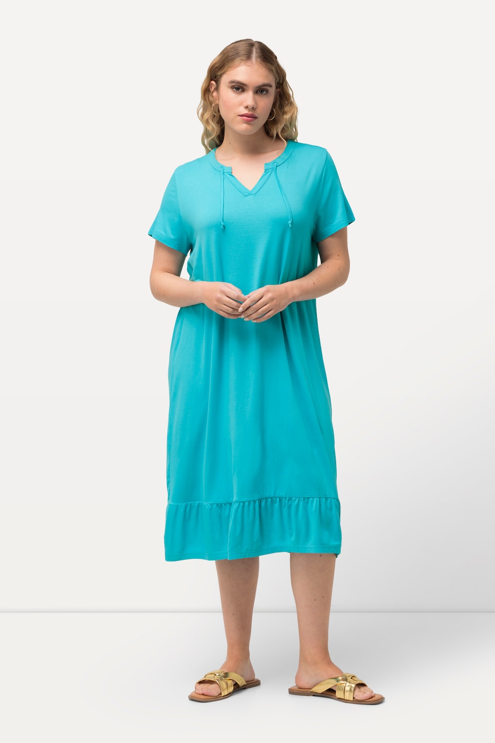 Große Größen Jersey-Midikleid, Damen, türkis, Größe: 46/48, Viskose, Ulla Popken