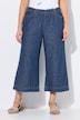 Culotte, mezcla de lino, pernera ancha, cintura elástica