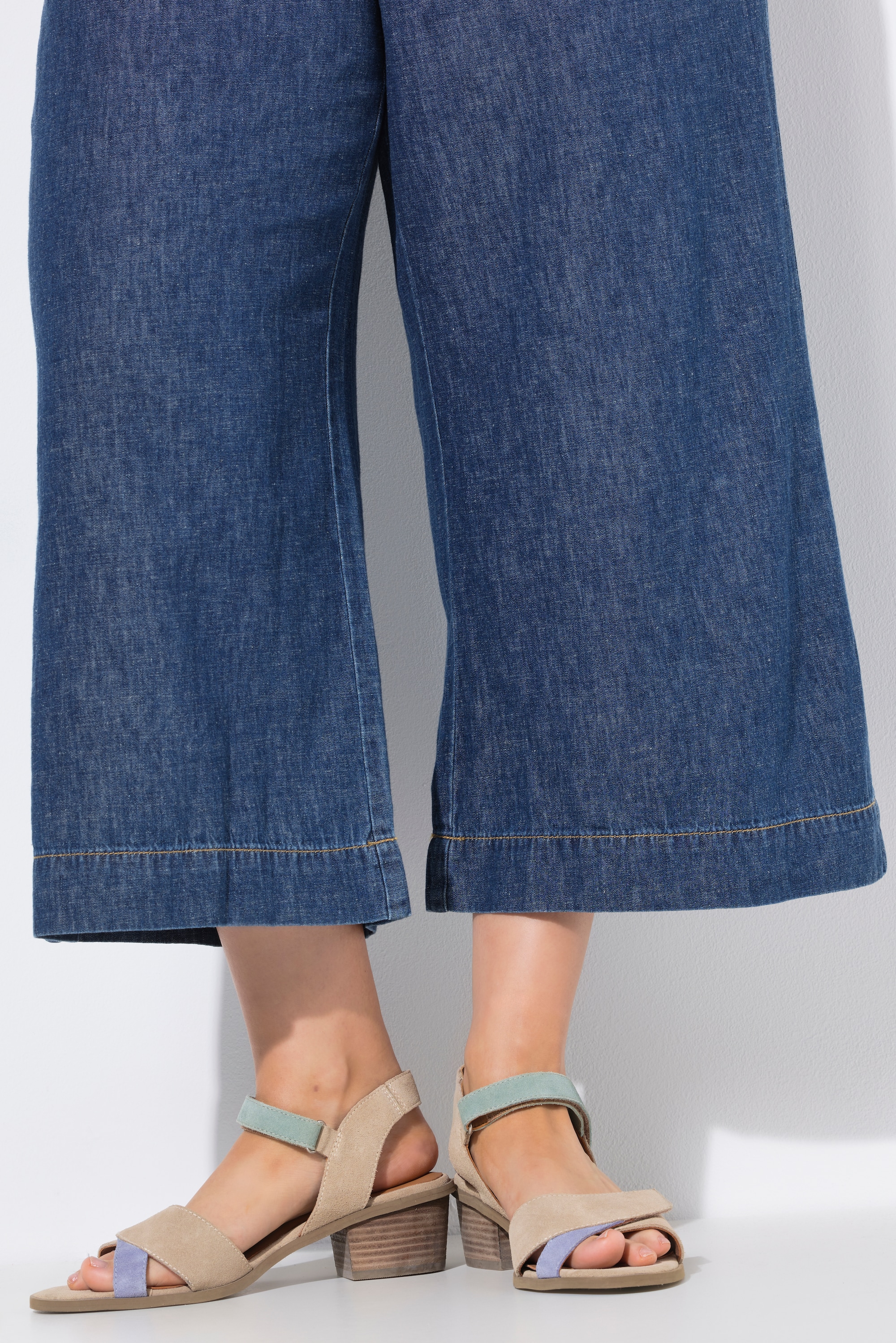 Ulla Popken Damen große Größen Culotte Leinenmix weites Bein Elastikbund 829645