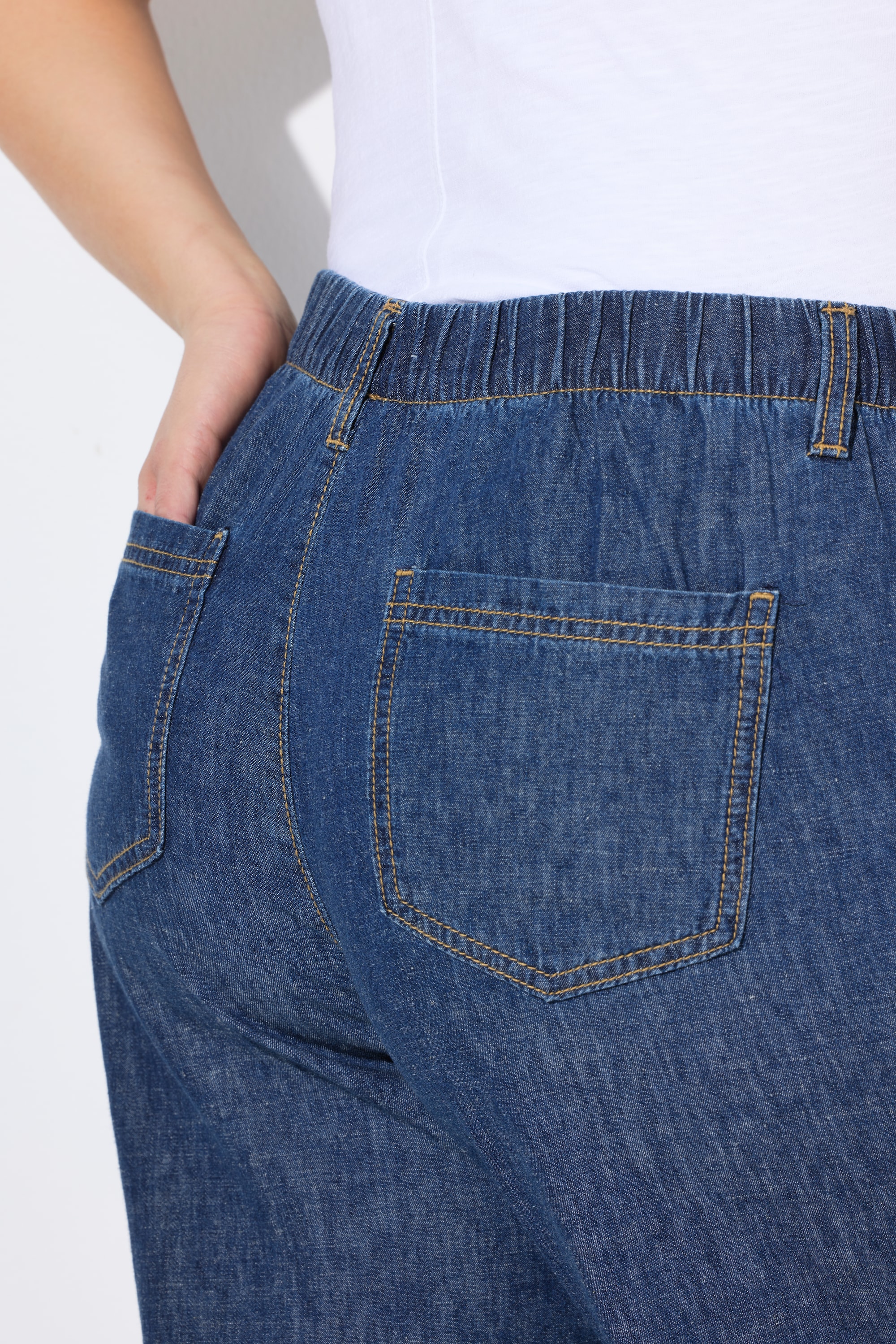 Ulla Popken Damen große Größen Culotte Leinenmix weites Bein Elastikbund 829645