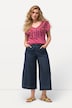 Culotte, mezcla de lino, pernera ancha, cintura elástica