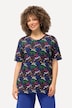 T-shirt, bloemenprint, tuniekhals, V-hals, halve mouwen